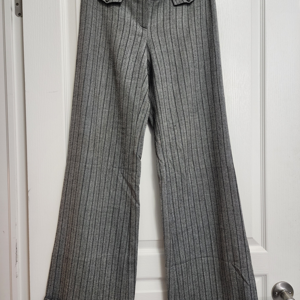Le Chateau Charcoal Pinstripe Wide-Leg Pants